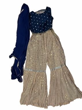 Blue and Gold Indian Outfit Palazzo Set